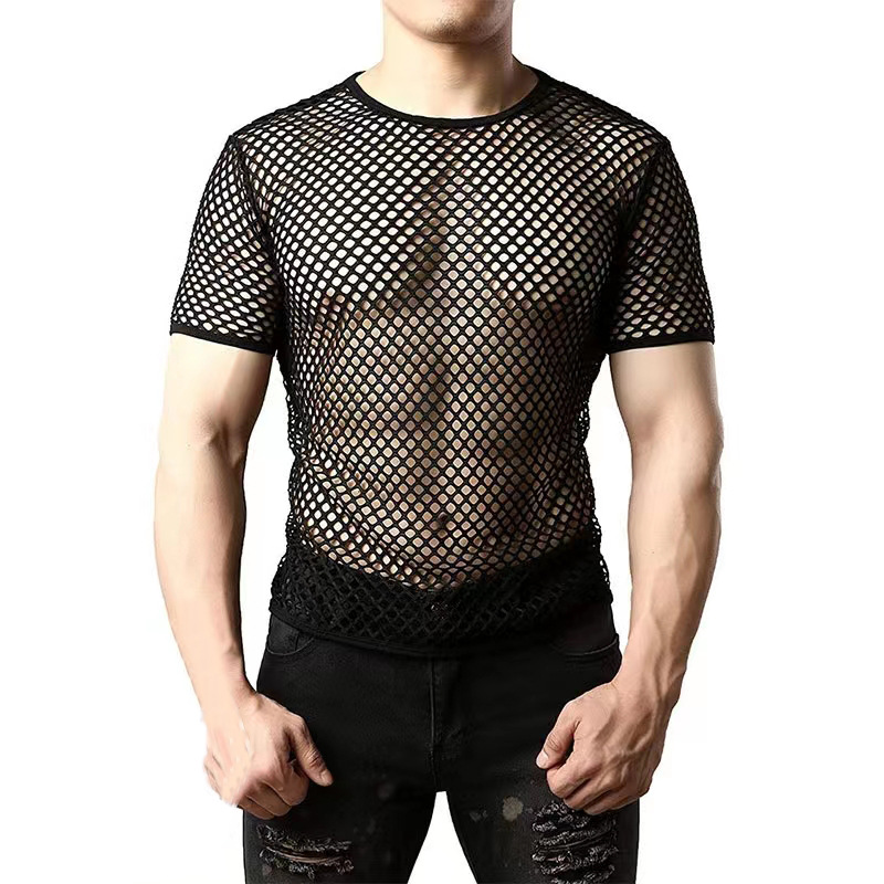 Men'S Fashion Night Out - Sexy Hollow Out Mens Black Fishnet