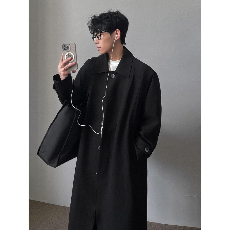 Men'S Fashion X - Men's Minimalist Single-Button Long Coat –
