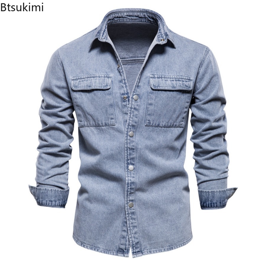 Spring Autumn Men's Fashion Sl - Jeans Shirt Fashion For Men review and price