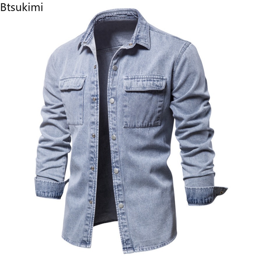 Spring Autumn Men's Fashion Sl - Jeans Shirt Fashion For Men review and price