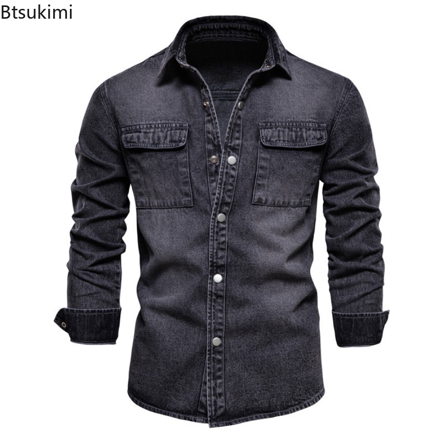 Spring Autumn Men's Fashion Sl - Jeans Shirt Fashion For Men review and price