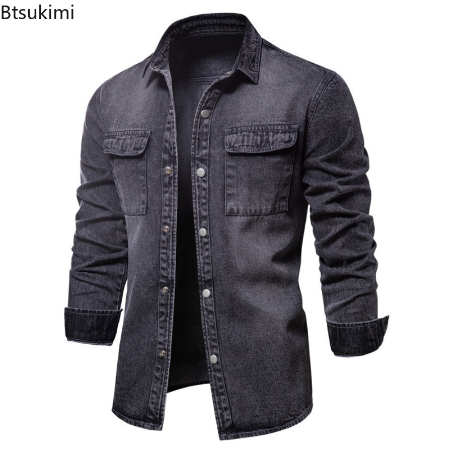 Spring Autumn Men's Fashion Sl - Jeans Shirt Fashion For Men review and price
