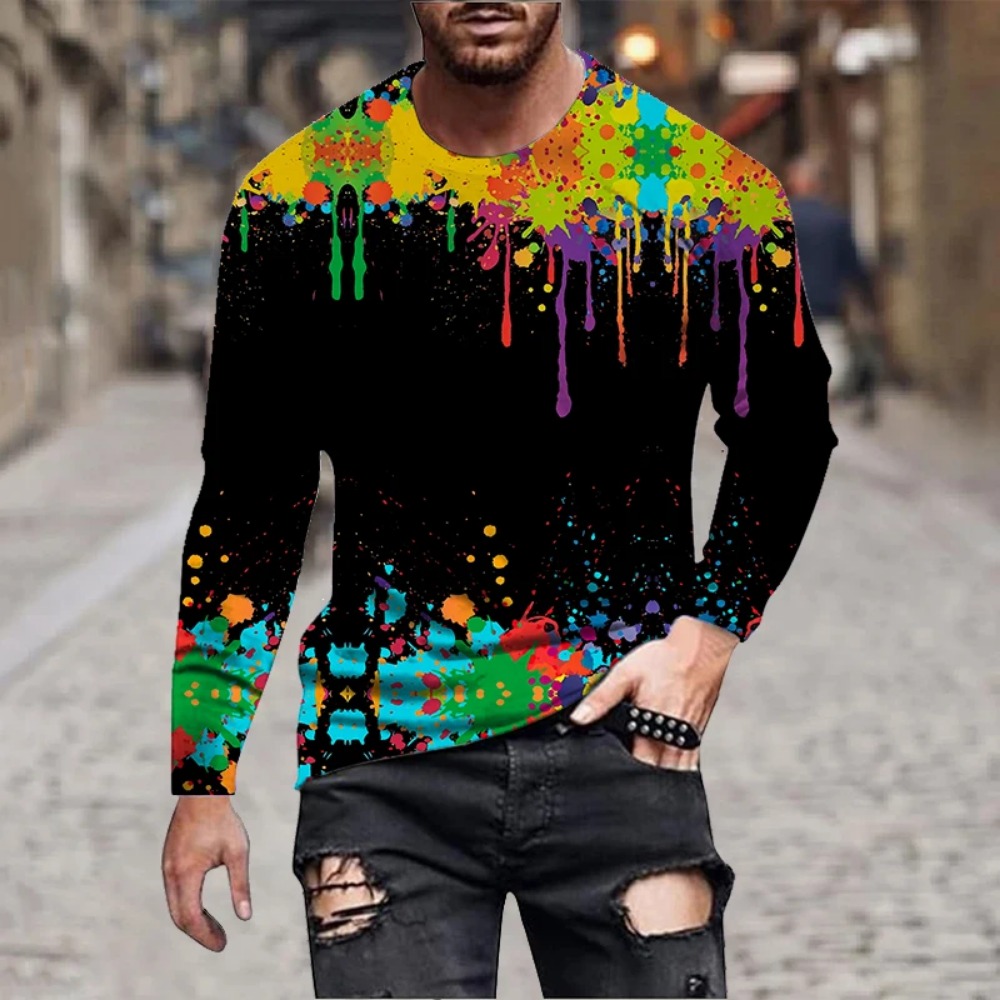 Men Rainbow Paint Splash 3D Pr - Men'S Fashion T Shirts review and price