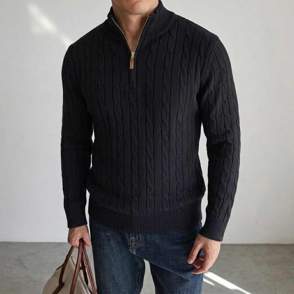 New Men's Cable Knit Half Zip  - Men'S Fashion Zip Sweater review and price