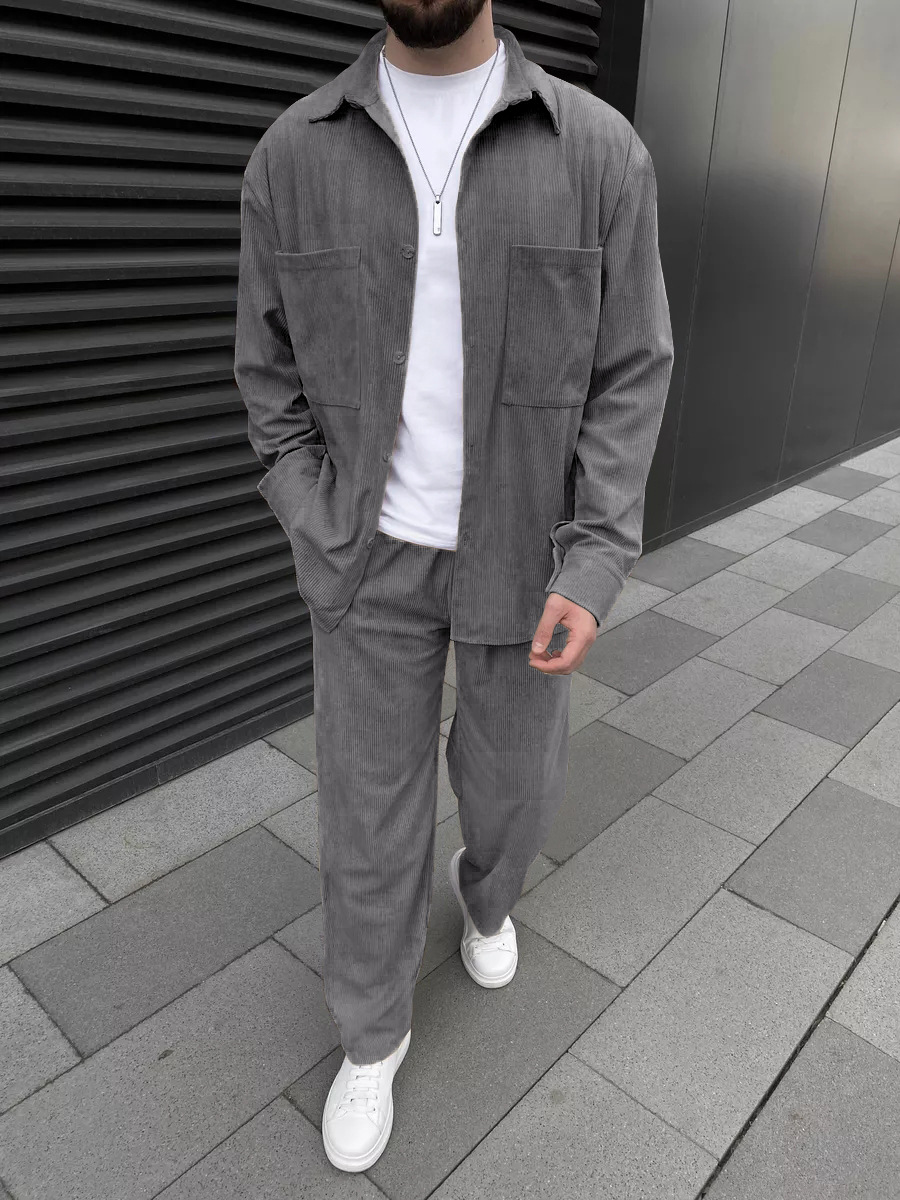 Men's Corduroy Two-Piece Outfi - Mens Fashion Trend review and price