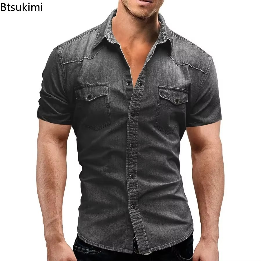 New 2026 Men's Elastic Slim De - Jeans Shirt Fashion For Men review and price