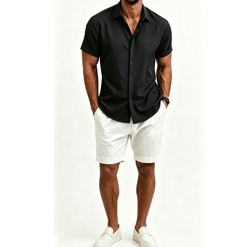 Men's  Cotton Linen Shirt Set  - Track Suit Men review and price