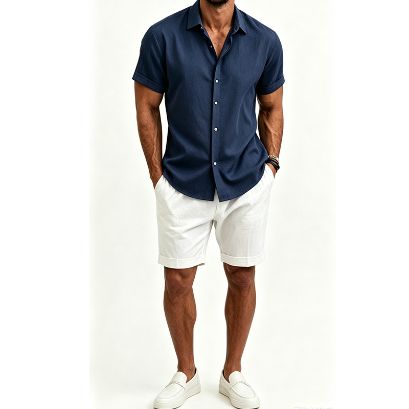 Men's  Cotton Linen Shirt Set  - Track Suit Men review and price