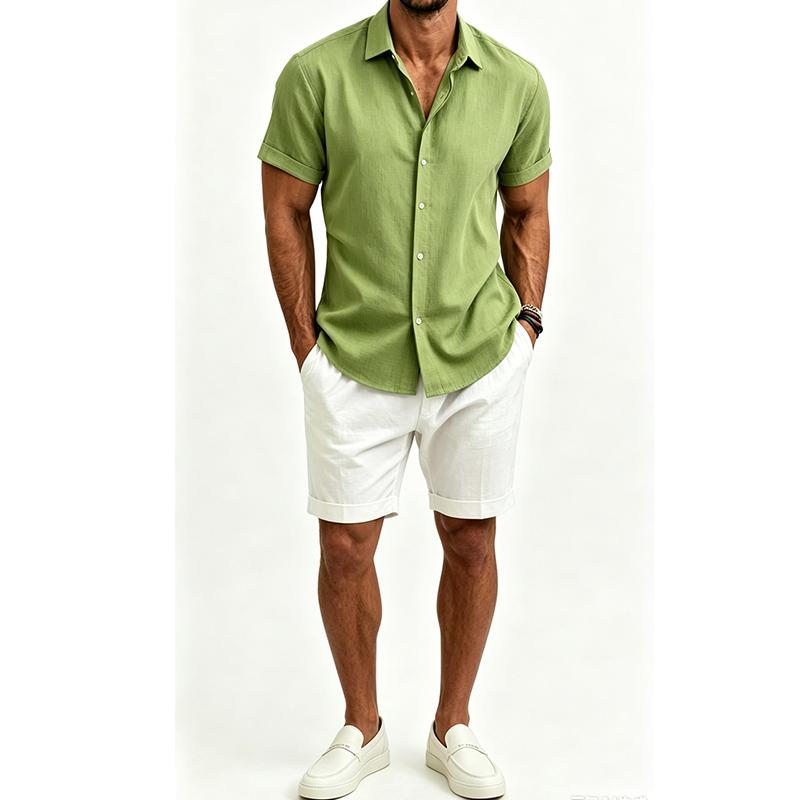 Men's  Cotton Linen Shirt Set  - Track Suit Men review and price