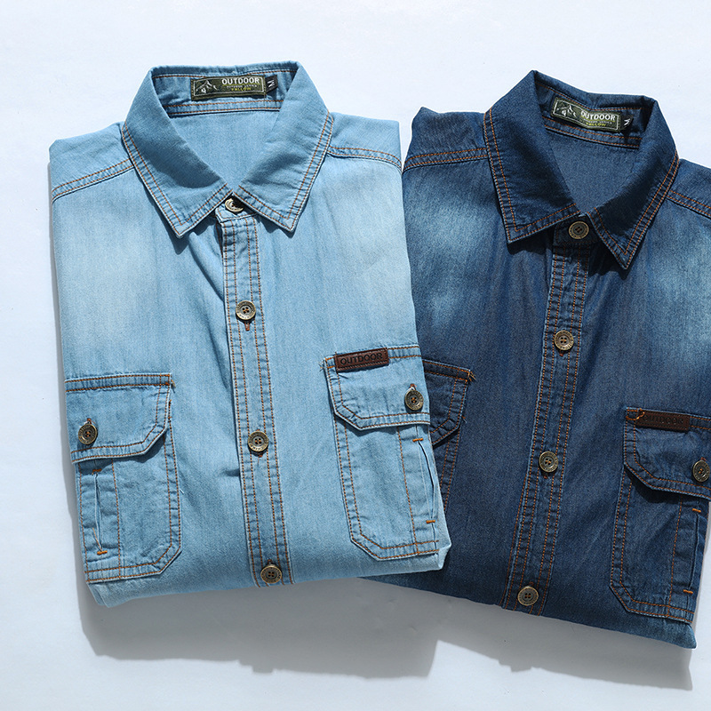 New Fashion Men Light Blue Lon - Jeans Shirt Fashion For Men review and price