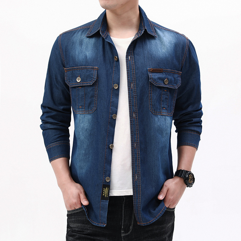 New Fashion Men Light Blue Lon - Jeans Shirt Fashion For Men review and price