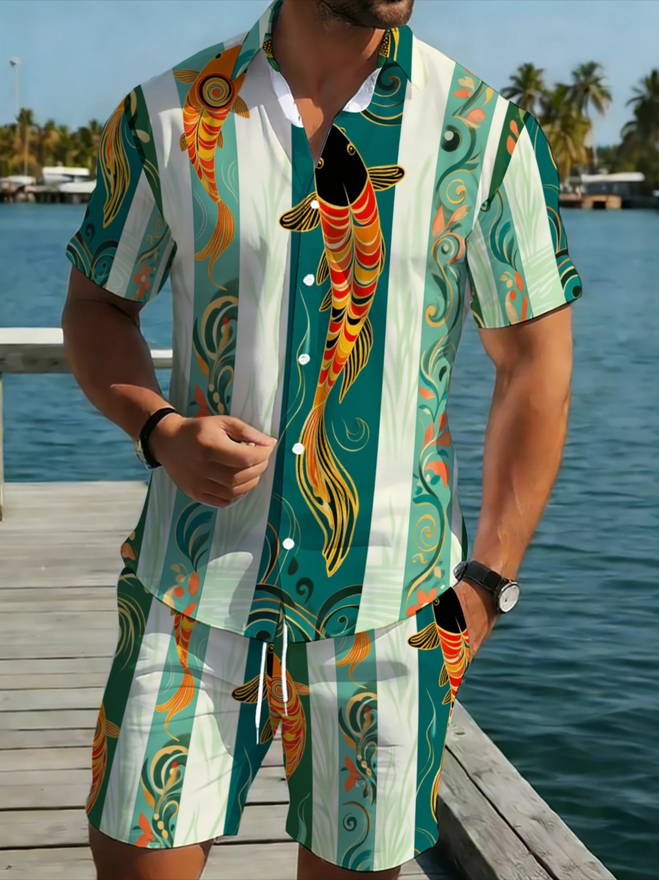 Traditional Lucky Fish Graphic - Track Suit Men review and price